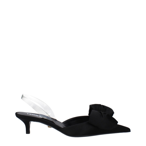 Versace Black Satin Flat Sandals Versace Black Satin Flat Sandals
