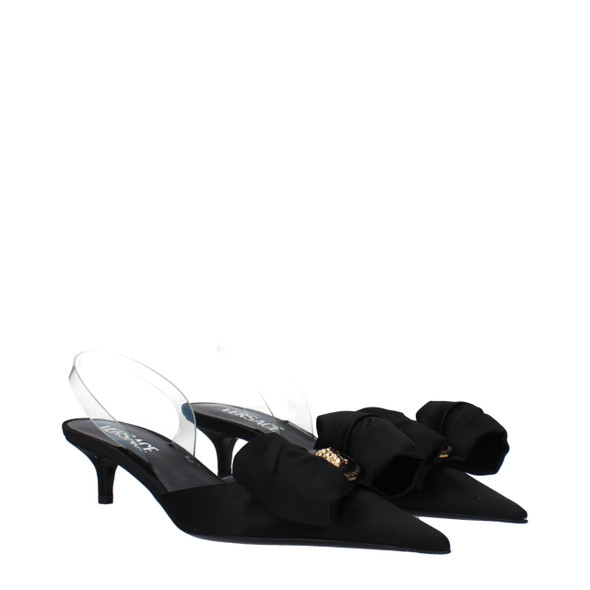 Versace Black Satin Flat Sandals Versace Black Satin Flat Sandals