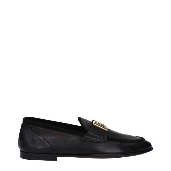 Dolce & Gabbana Black Leather Slip-On Loafers DO14884928127241BT Dolce & Gabbana Black Leather Slip-On Loafers DO14884928127241BT