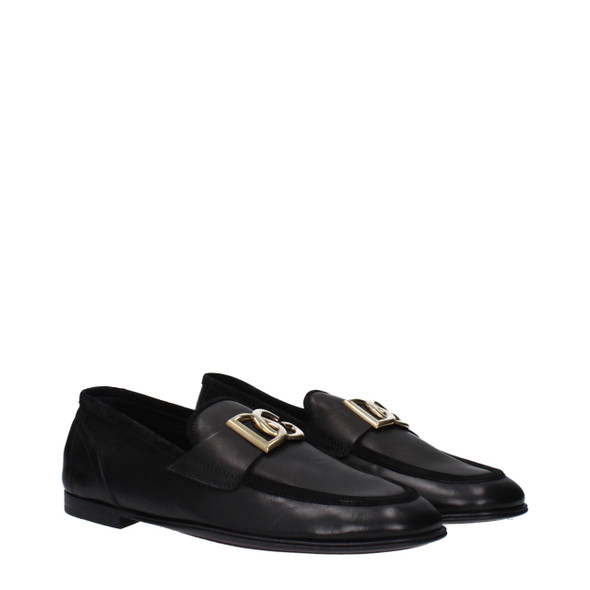 Dolce & Gabbana Black Leather Slip-On Loafers DO14884928127241BT Dolce & Gabbana Black Leather Slip-On Loafers DO14884928127241BT