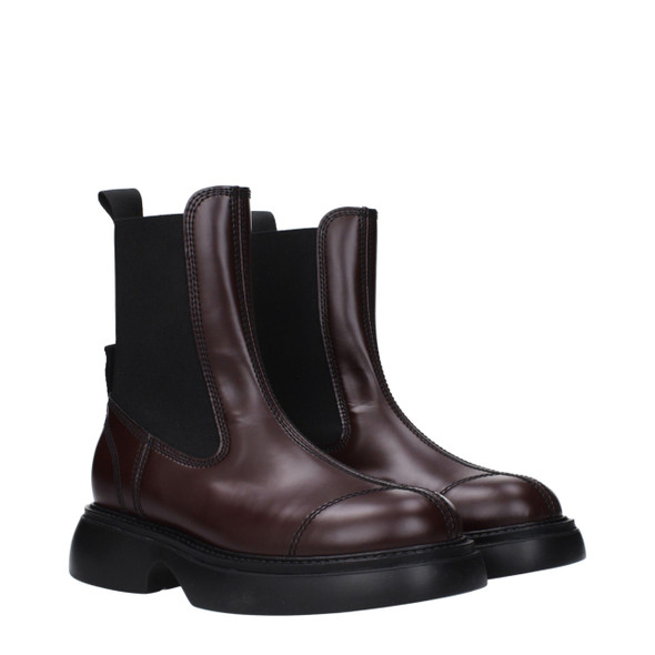 Ganni Brown Leather Ankle Boots Ganni Brown Leather Ankle Boots