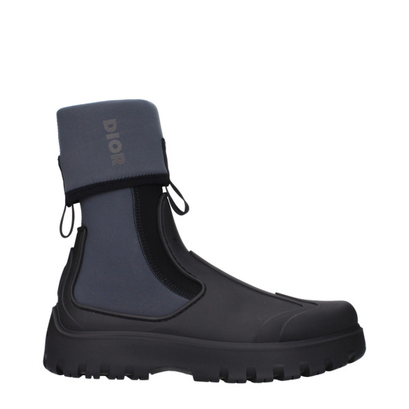 Christian Dior Black Cotton Ankle Boots Christian Dior Black Cotton Ankle Boots