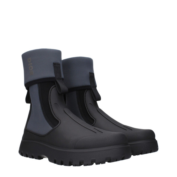 Christian Dior Black Cotton Ankle Boots Christian Dior Black Cotton Ankle Boots