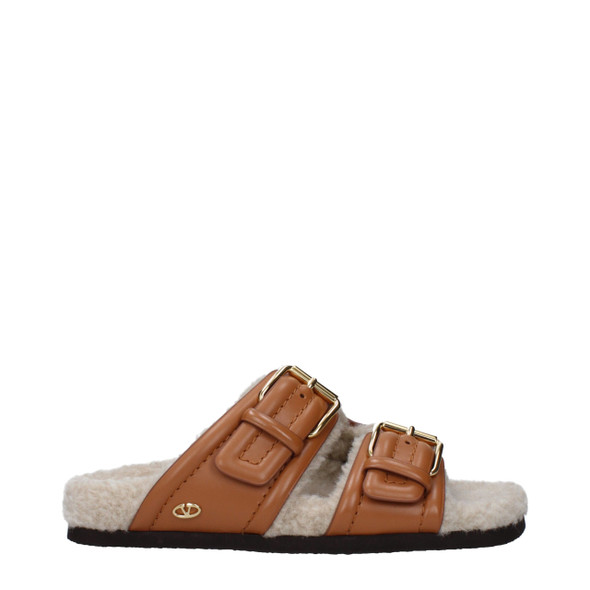 Valentino Garavani Brown Leather Slippers Sandals Valentino Garavani Brown Leather Slippers Sandals