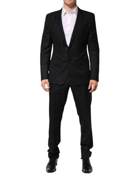Dolce & Gabbana Black Jacquard Single Breasted 2 Piece Suit Dolce & Gabbana Black Jacquard Single Breasted 2 Piece Suit