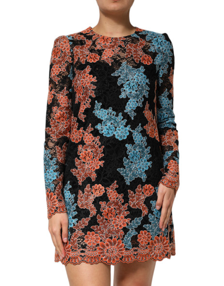 Dolce & Gabbana Multicolor Floral Embroidery Shift Mini Dress Dolce & Gabbana Multicolor Floral Embroidery Shift Mini Dress