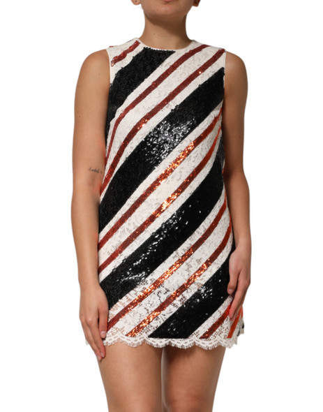 Dolce & Gabbana Multicolor Sequin Embellished Shift Dress Dolce & Gabbana Multicolor Sequin Embellished Shift Dress