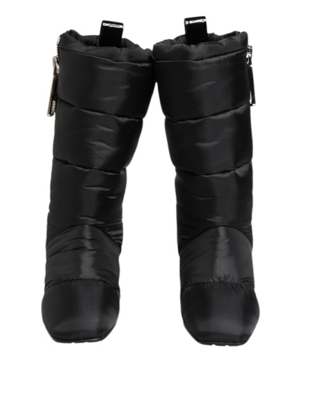 Black Padded Mid Calf Logo Heel Boots Shoes Black Padded Mid Calf Logo Heel Boots Shoes