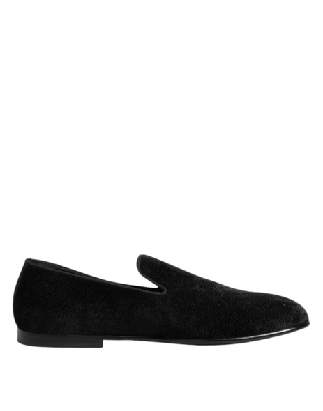 Dolce & Gabbana Black Jacquard Loafers Formal Men Dress Shoes Dolce & Gabbana Black Jacquard Loafers Formal Men Dress Shoes