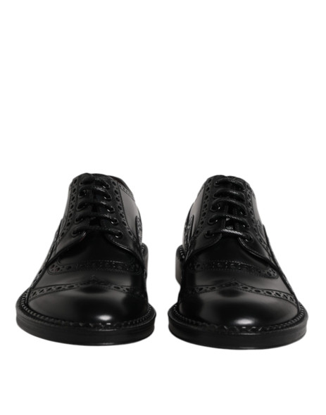Dolce & Gabbana Black Leather Lace Up Men Derby Formal Shoes MV7705 Dolce & Gabbana Black Leather Lace Up Men Derby Formal Shoes MV7705