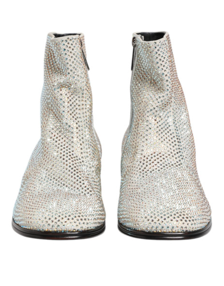 White Strass DG Logo Heels Ankle Boots Shoes White Strass DG Logo Heels Ankle Boots Shoes