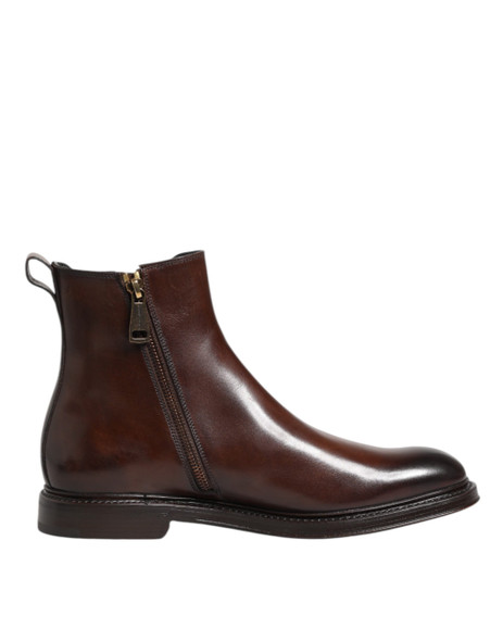 Dolce & Gabbana Brown Chelsea Leather Mid Calf Boots Shoes Dolce & Gabbana Brown Chelsea Leather Mid Calf Boots Shoes
