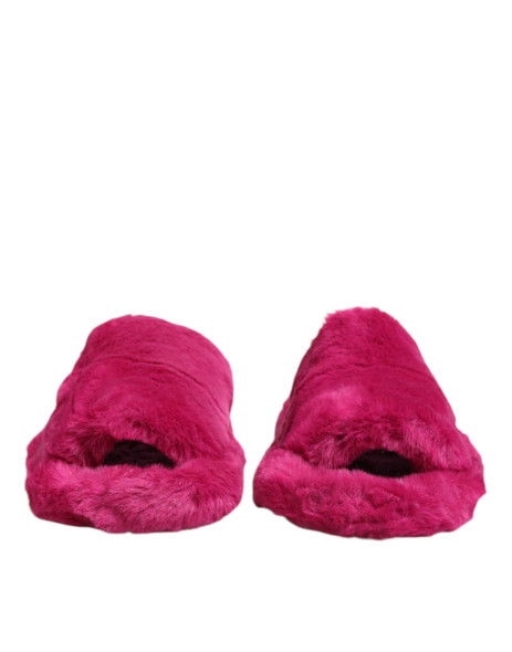 Dolce & Gabbana Pink Acrylic Faux Fur Mens Flats Sandals Shoes Dolce & Gabbana Pink Acrylic Faux Fur Mens Flats Sandals Shoes