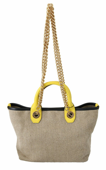 Dolce & Gabbana Beige Gold Chain Strap Shoulder Sling Purse Tote Bag Dolce & Gabbana Beige Gold Chain Strap Shoulder Sling Purse Tote Bag