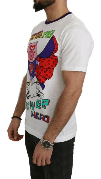Dolce & Gabbana White Cotton Top Super Power Pig T-shirt Dolce & Gabbana White Cotton Top Super Power Pig T-shirt