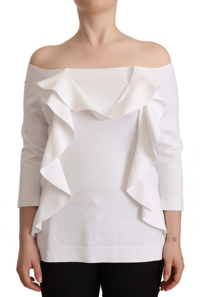 EXTERIOR White Long Sleeves Off Shoulder Women Top Blouse EXTERIOR White Long Sleeves Off Shoulder Women Top Blouse