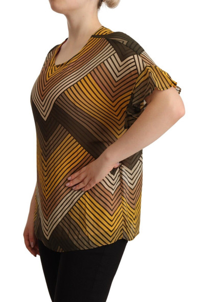 Multicolor Stripes Short Sleeves Round Neck Top Blouse Multicolor Stripes Short Sleeves Round Neck Top Blouse