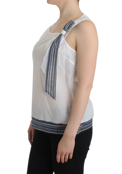 White Blue Top Blouse Tank Shirt Sleeveless White Blue Top Blouse Tank Shirt Sleeveless