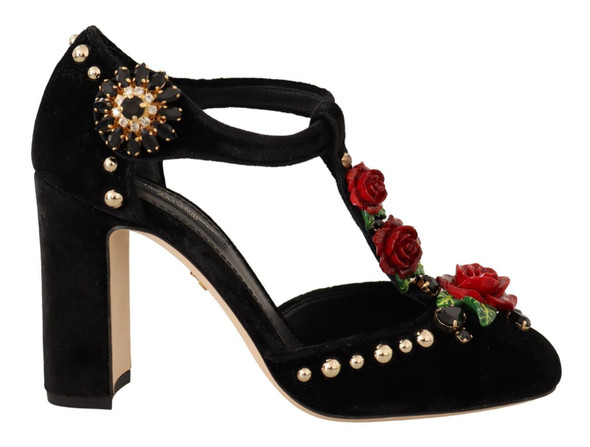 Black Mary Jane Pumps Roses Crystals Shoes Black Mary Jane Pumps Roses Crystals Shoes
