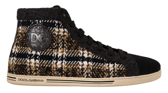 Beige Brown Wool Cotton High Top Sneakers Beige Brown Wool Cotton High Top Sneakers