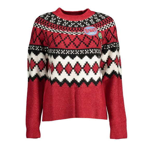 Desigual Red Polyester Sweater Desigual Red Polyester Sweater