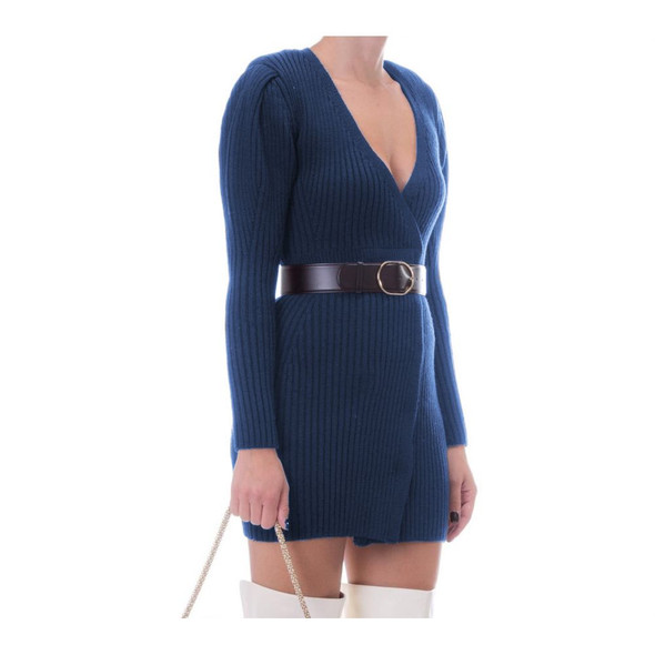 Elisabetta Franchi Blue Wool Women Dress Elisabetta Franchi Blue Wool Women Dress
