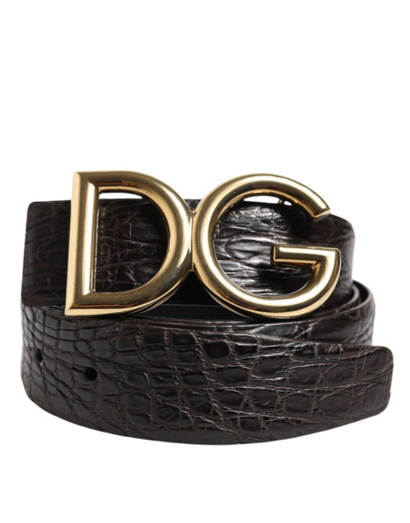 Dolce & Gabbana Black Exotic Leather DG Logo Buckle Belt Dolce & Gabbana Black Exotic Leather DG Logo Buckle Belt