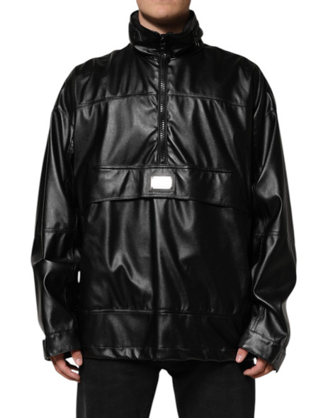 Dolce & Gabbana Black Polyester Logo Plaque Bomber Jacket Dolce & Gabbana Black Polyester Logo Plaque Bomber Jacket