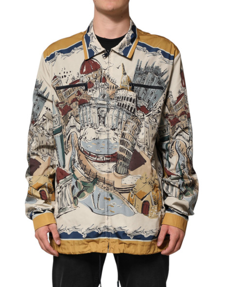 Dolce & Gabbana Multicolor Italian Motif Men Bomber Jacket Dolce & Gabbana Multicolor Italian Motif Men Bomber Jacket