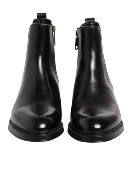 Dolce & Gabbana Black Chelsea Leather Mid Calf Boots Shoes MV7676 Dolce & Gabbana Black Chelsea Leather Mid Calf Boots Shoes MV7676