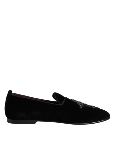 Dolce & Gabbana Black Suede Cross Slip On Loafers Dress Shoes Dolce & Gabbana Black Suede Cross Slip On Loafers Dress Shoes