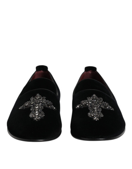 Dolce & Gabbana Black Suede Cross Slip On Loafers Dress Shoes Dolce & Gabbana Black Suede Cross Slip On Loafers Dress Shoes
