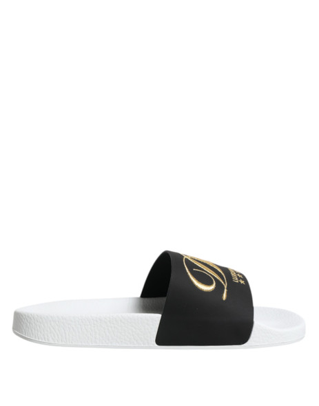 Dolce & Gabbana White Black Leather Sandals Beachwear Shoes Dolce & Gabbana White Black Leather Sandals Beachwear Shoes