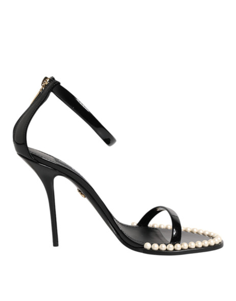 Dolce & Gabbana Black KEIRA Pearl Embellished Sandals Shoes LA11442 Dolce & Gabbana Black KEIRA Pearl Embellished Sandals Shoes LA11442