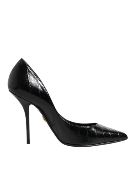 Dolce & Gabbana Black Leather Stiletto High Heels Pumps Shoes Dolce & Gabbana Black Leather Stiletto High Heels Pumps Shoes