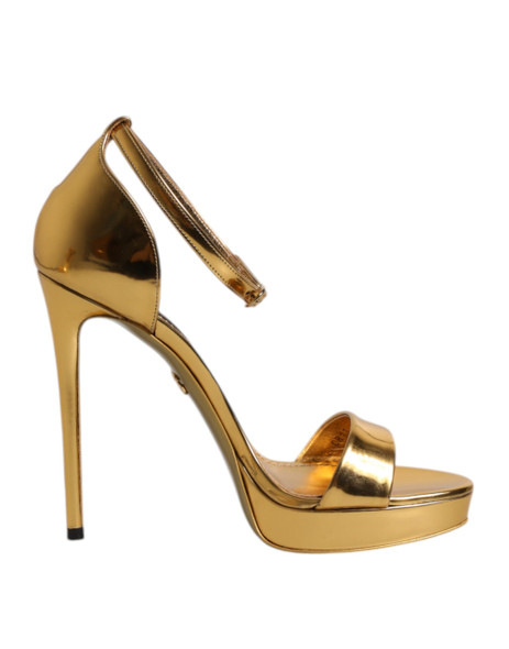 Dolce & Gabbana Gold Leather Platform Keira Sandals Shoes LA11459 Dolce & Gabbana Gold Leather Platform Keira Sandals Shoes LA11459