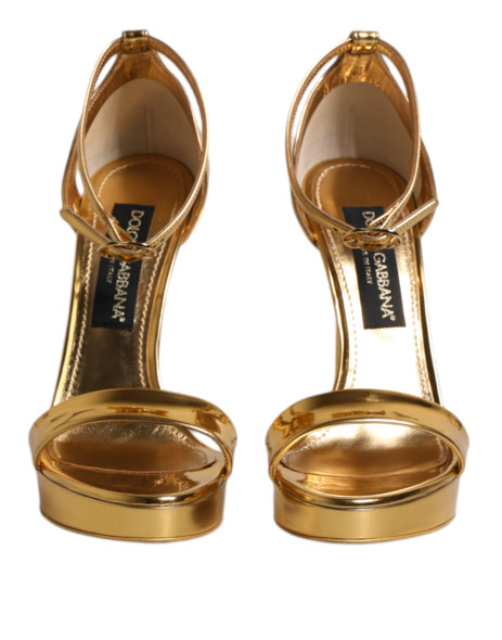 Dolce & Gabbana Gold Leather Platform Keira Sandals Shoes LA11459 Dolce & Gabbana Gold Leather Platform Keira Sandals Shoes LA11459