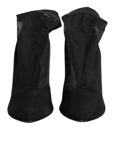 Black Silk Stretch Mesh Sock Boots Shoes Black Silk Stretch Mesh Sock Boots Shoes