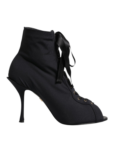 Black Stiletto Heels Lace Up Boots Shoes Black Stiletto Heels Lace Up Boots Shoes