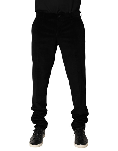 Dolce & Gabbana Black Cotton Men Dress Formal Trouser Pants PAN76631 Dolce & Gabbana Black Cotton Men Dress Formal Trouser Pants PAN76631