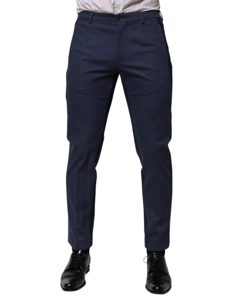 Dolce & Gabbana Blue Cotton Tapered Men Formal Trousers Pants Dolce & Gabbana Blue Cotton Tapered Men Formal Trousers Pants