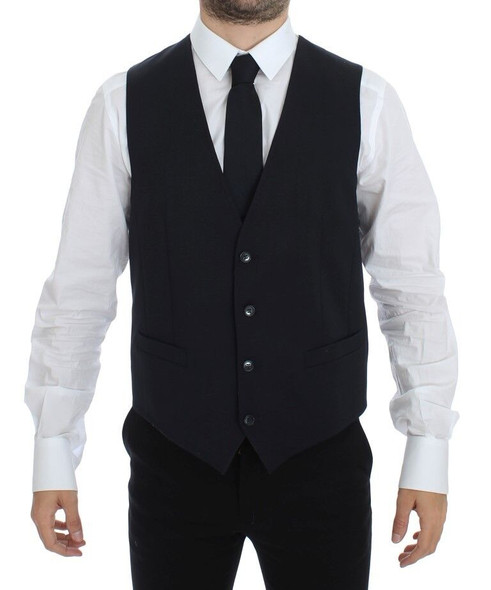 Gray Striped Wool Silk Dress Vest Gilet Gray Striped Wool Silk Dress Vest Gilet