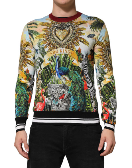 Dolce & Gabbana Tropical Heart Crown Silk Pullover Sweater Dolce & Gabbana Tropical Heart Crown Silk Pullover Sweater
