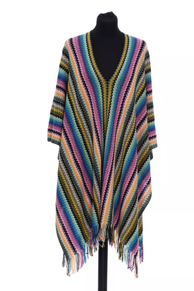Multicolor Wool Women Poncho Multicolor Wool Women Poncho