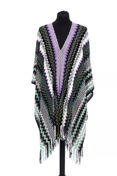 Multicolor Wool Women Poncho MI-22222 Multicolor Wool Women Poncho MI-22222