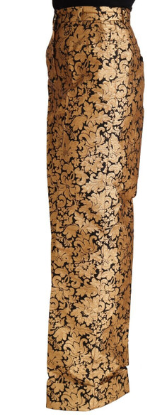 Dolce & Gabbana Gold Floral Jacquard Straight Polyester Pants Dolce & Gabbana Gold Floral Jacquard Straight Polyester Pants