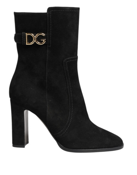 Dolce & Gabbana Black Suede Leather Mid Calf Boots Shoes LA12868 Dolce & Gabbana Black Suede Leather Mid Calf Boots Shoes LA12868