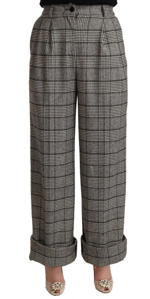 Dolce & Gabbana Gray Tartan Straight Trouser Wool Pants Dolce & Gabbana Gray Tartan Straight Trouser Wool Pants