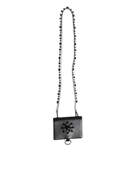 Black Leather Crystal Embellished Card Holder Wallet BAG4712 Black Leather Crystal Embellished Card Holder Wallet BAG4712
