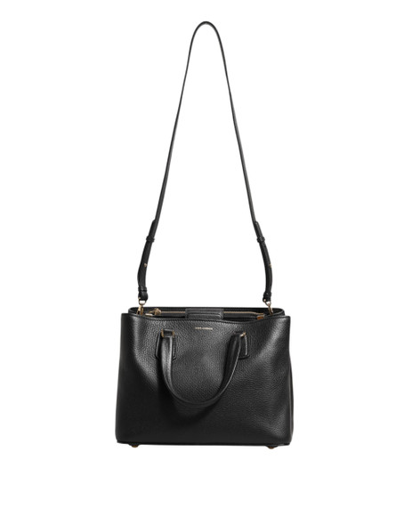 Dolce & Gabbana Black Calf Leather Logo Plaque Shoulder Tote Bag Dolce & Gabbana Black Calf Leather Logo Plaque Shoulder Tote Bag